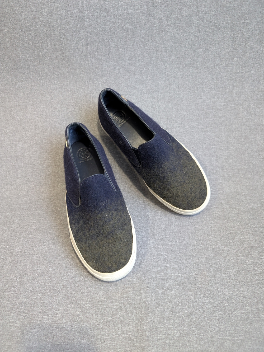 Tory Burch Stardust Ombre Navy and Gray Wool Slip-On Sneakers